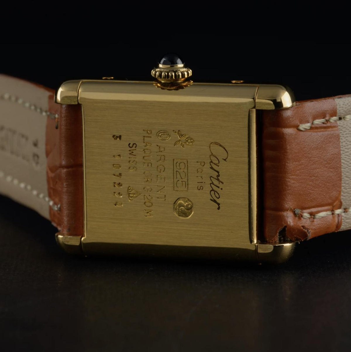 Vintage Cartier Tank Must Lemon Dial Manual Wind Gold 20mm Ladies Watch