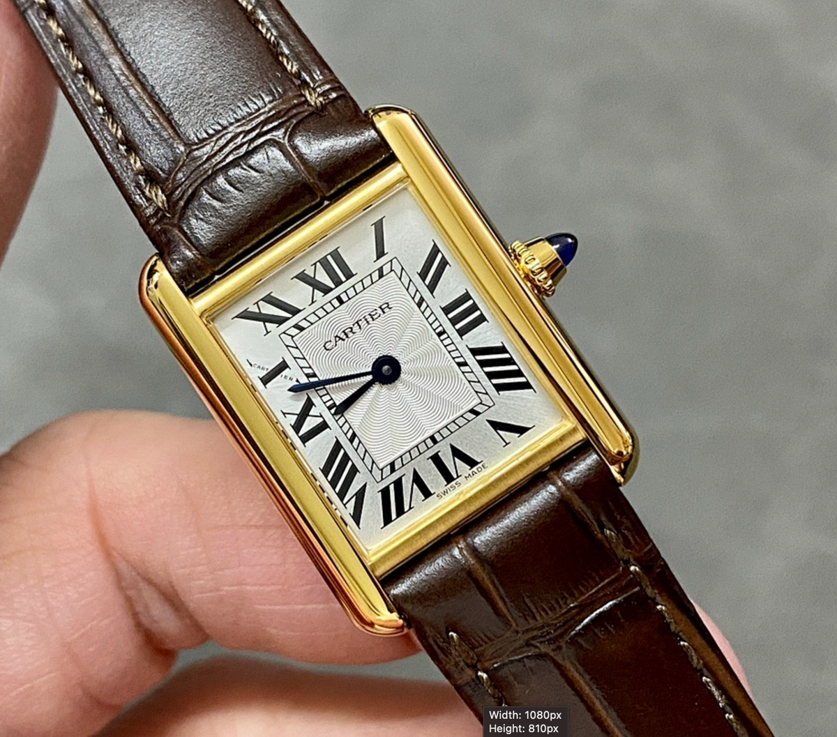 Cartier Tank Louis Mini Gold Watch – White Roman Numeral Dial – Brown Leather Strap – Quartz