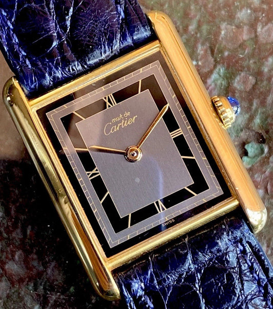 Cartier Tank LM Quartz - 925 Silver & 18K Gold Plate, Burgundy Strap, Ref. 590005