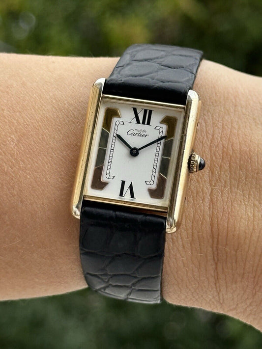 Cartier Tank Vermeil Quartz - 925 Silver, Tri-Colour, 23.5x30.5mm