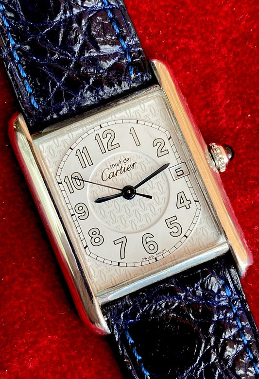 Cartier Tank XL Quartz - 925 Silver, White/Grey Dial, Ref. 2414 W1014354