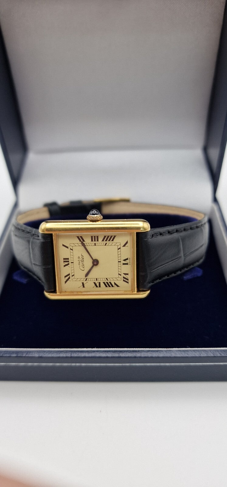 Must de Cartier Tank - 18ct Gold on Silver, Vintage Mid Size Mechanical