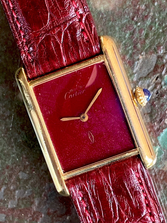 Cartier Tank LM Manual - 925 Silver & 18K Gold Plate, Burgundy Dial, Ref. 78-1